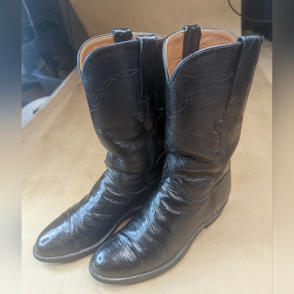 Lucchese Boots women's Sz 5B Exotic Genuine Black Smooth Ostrich classic Western